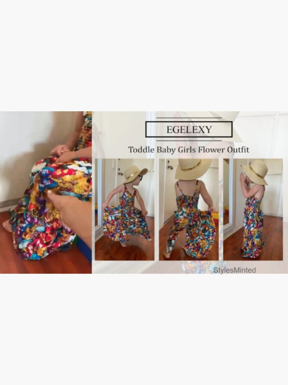 Toddler Girl Bohemian Chiffon Beach Dress Jumpsuit Floral Summer Hawaii Style - Picture 3 of 3